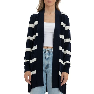 Relaxed-Fit Striped Longline Cardigan