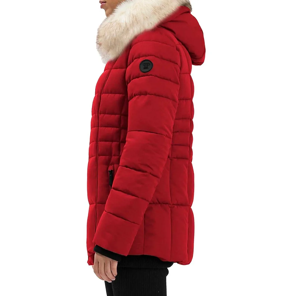 Eco-Down Quilted and Faux Fur-Trim Winter Jacket