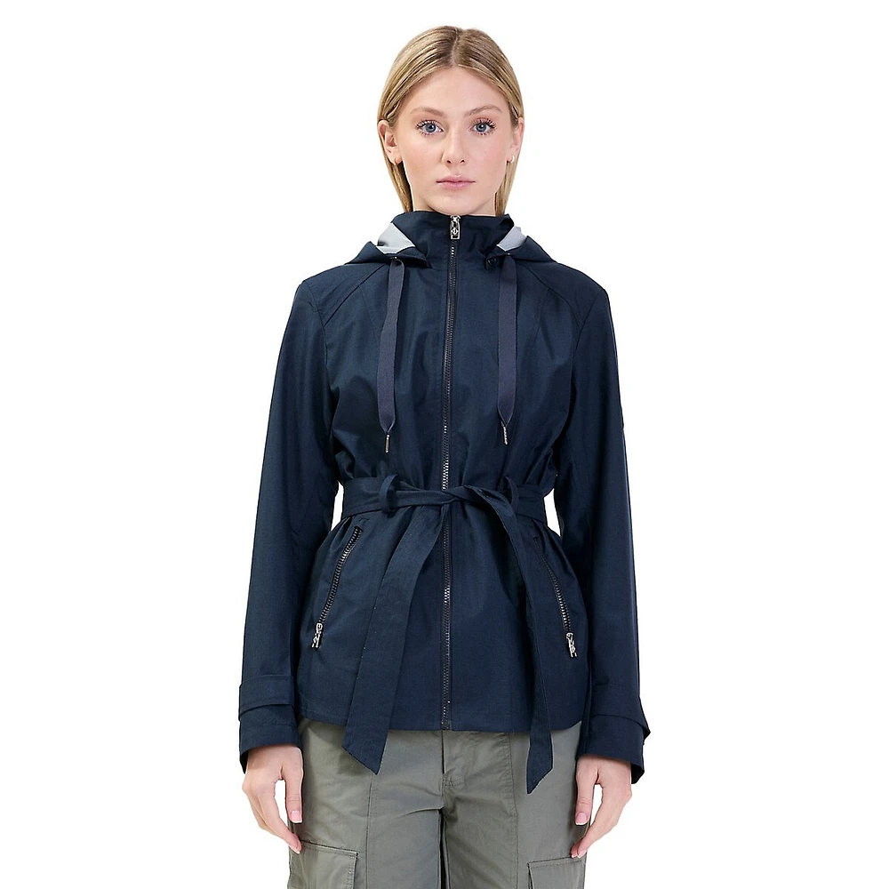 Hooded Belted Rain Jacket