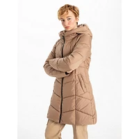 ​Chevron-Quilted Hooded Coat