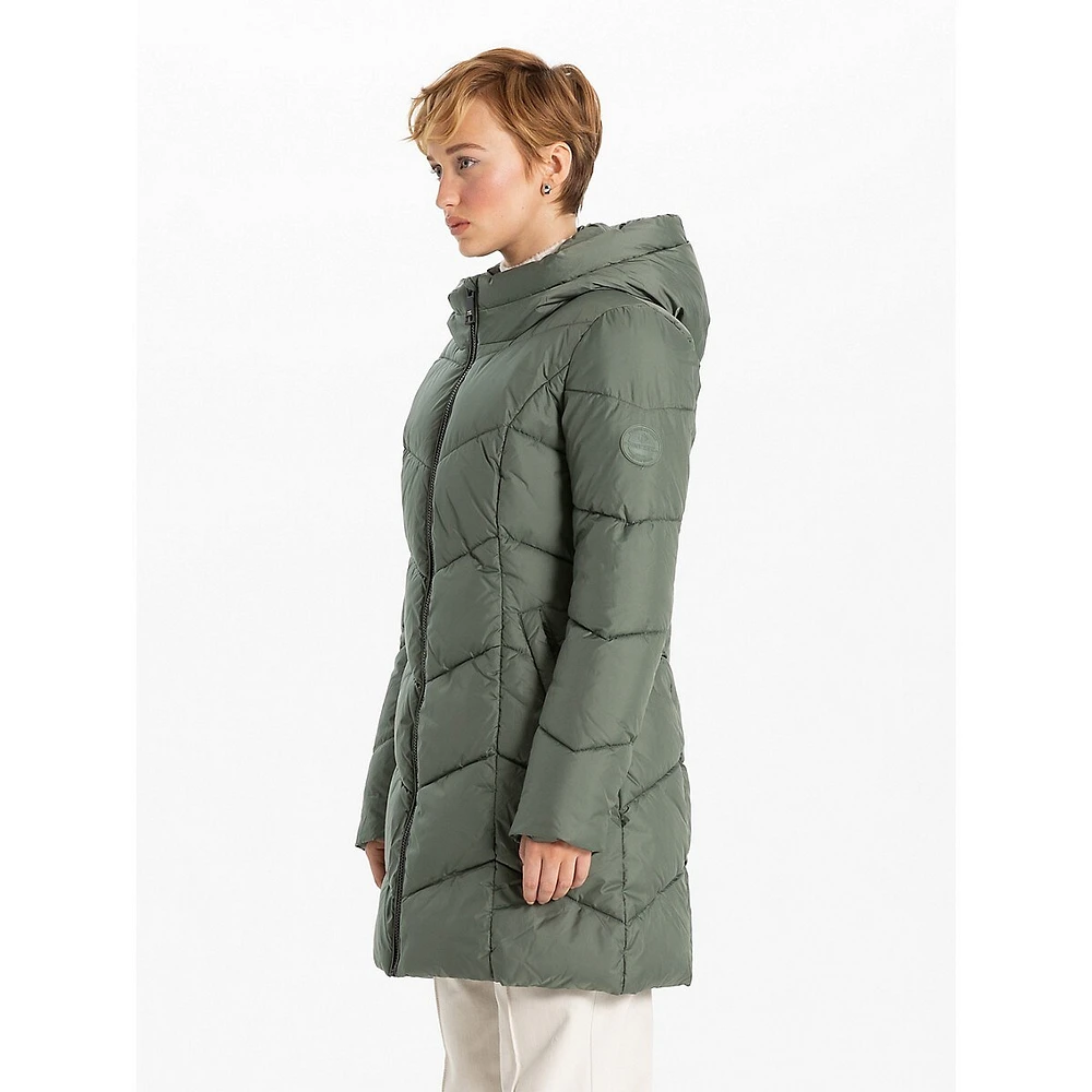 Manteau à capuche matelassé chevrons