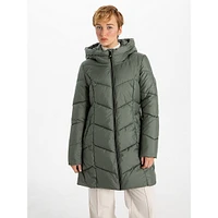 Manteau à capuche matelassé chevrons