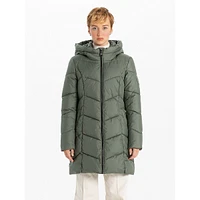 Manteau à capuche matelassé chevrons