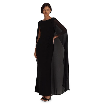 Georgette-Cape Jersey Gown