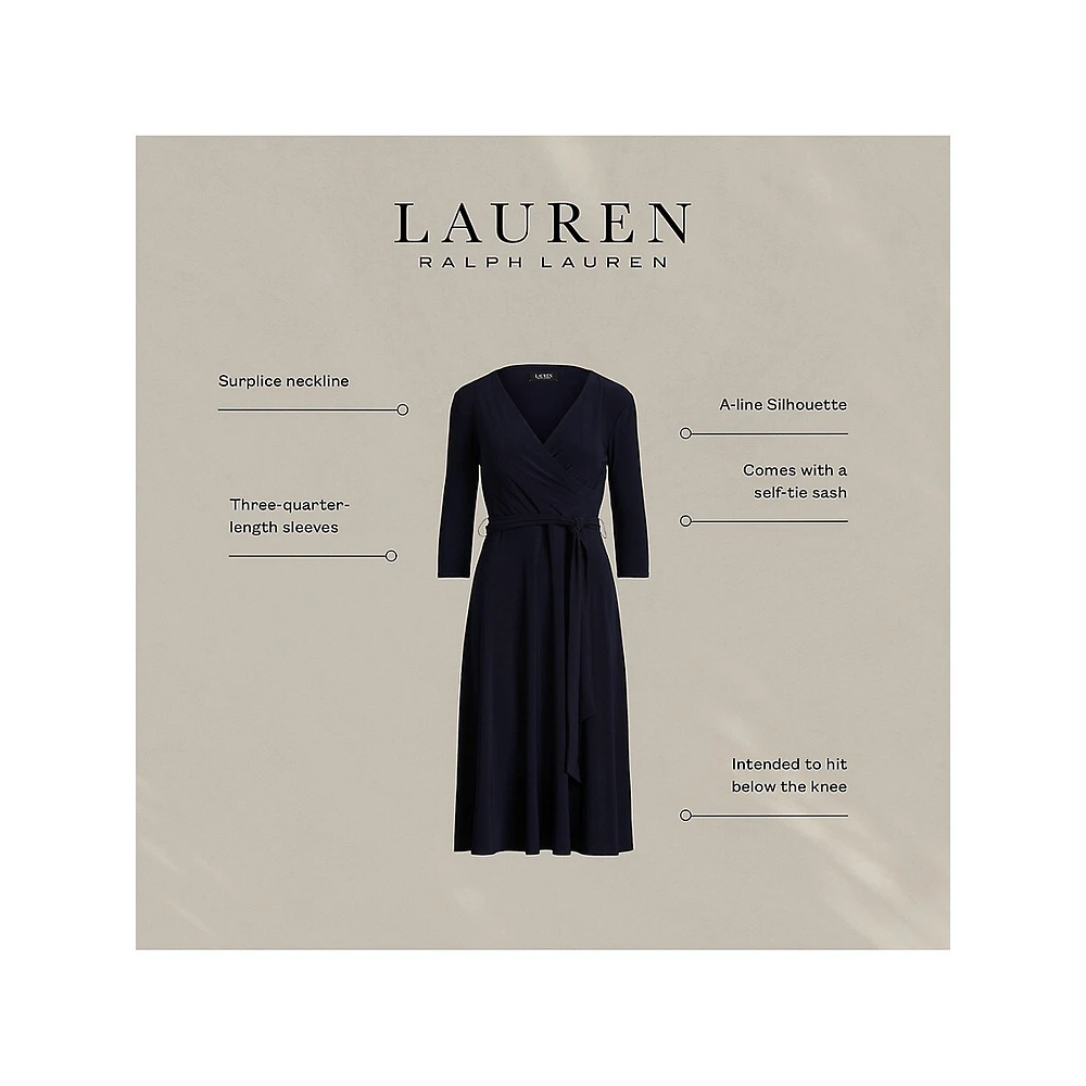 Surplice Belted Jersey Dress