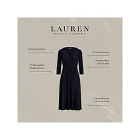Surplice Belted Jersey Dress