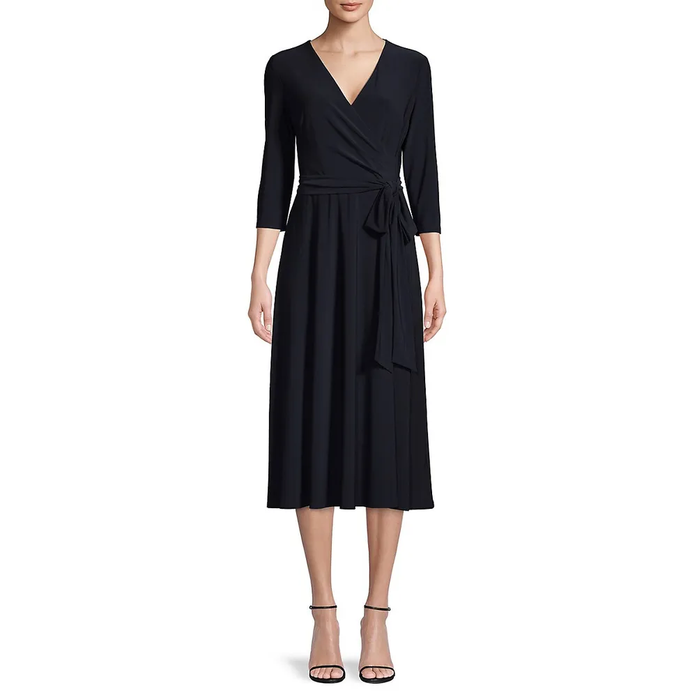Surplice Belted Jersey Dress
