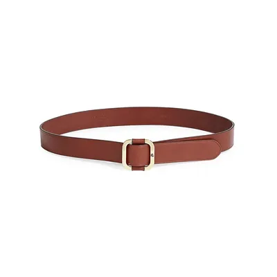 Refined Leather Square Buckle Belt