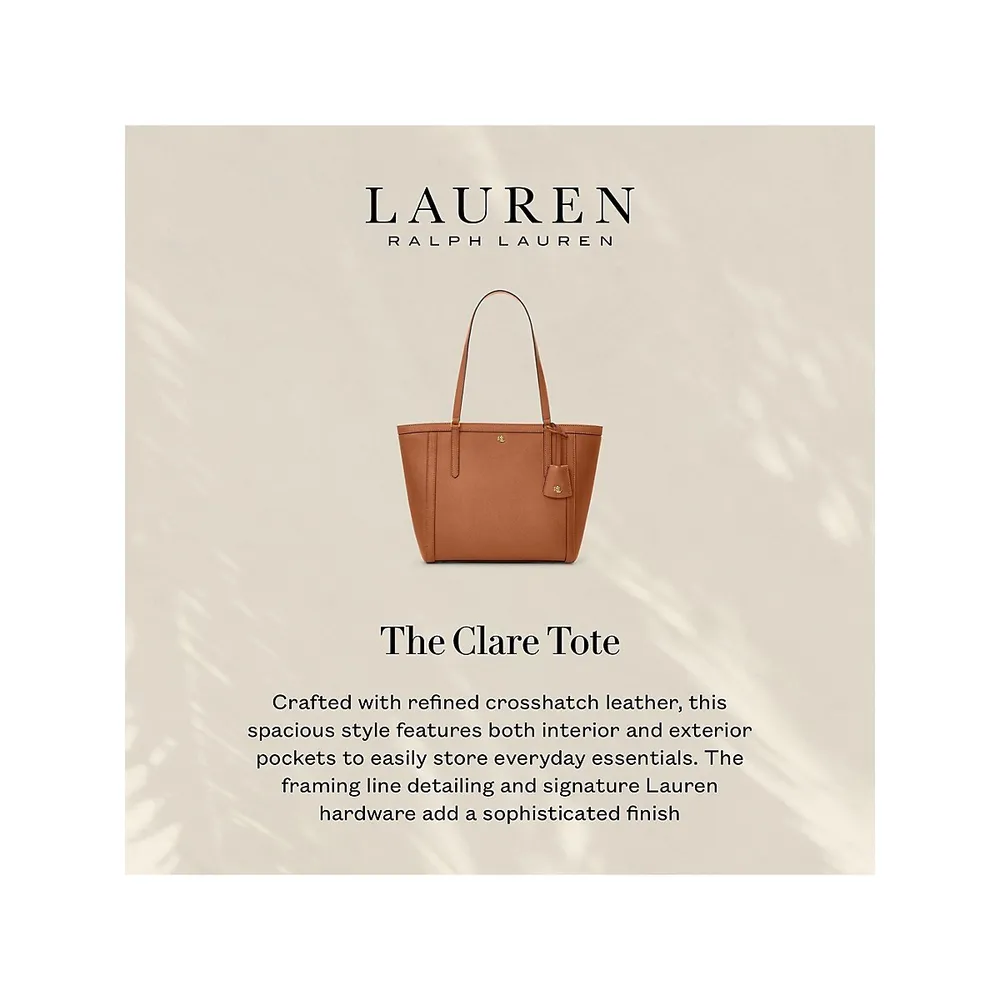 Lauren Ralph Lauren Clare Crosshatch Leather Medium Tote Bag