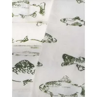School of Fish 200-Thread Count Flannel Sheet Set