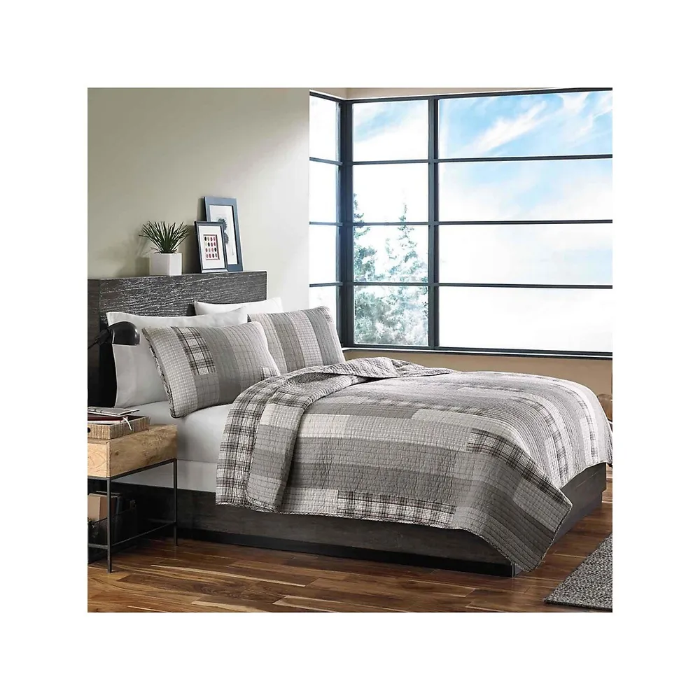 Fairview Striped Cotton 3-Piece Quilt Set