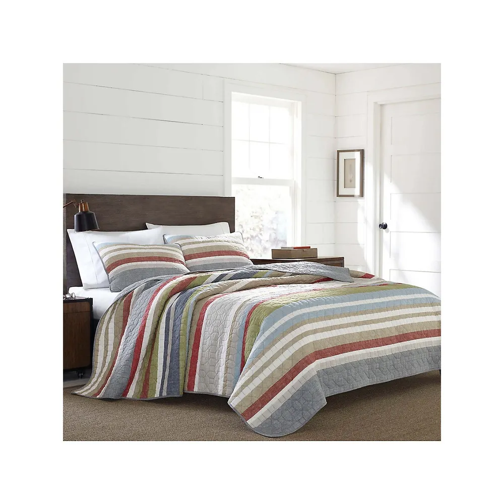 Salmon Ladder Cotton 3-Piece Quilt Set