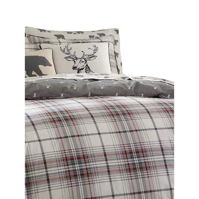 Eddie Bauer Alder Plaid Duvet Cover Set, Charcoal, Twin