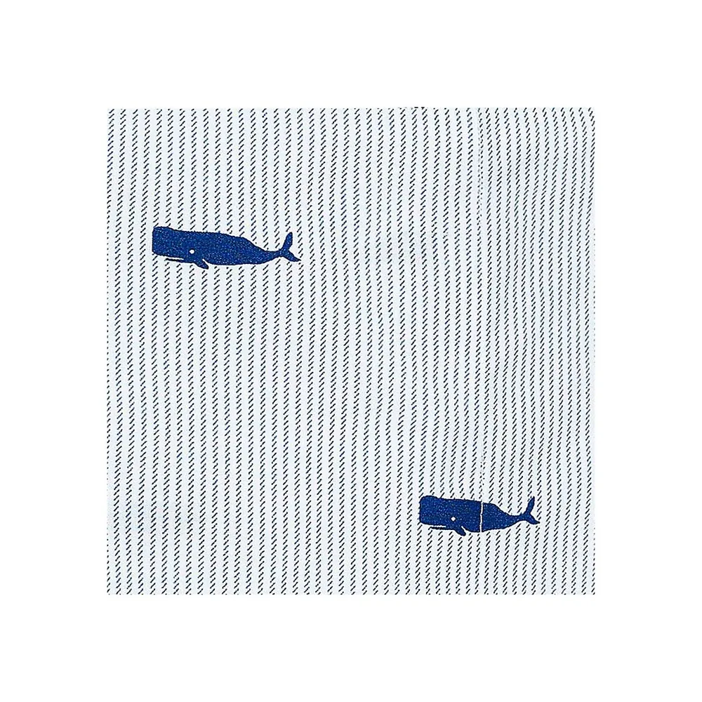 Whale Stripe 200 Thread Count Percale Cotton 4-Piece Sheet Set