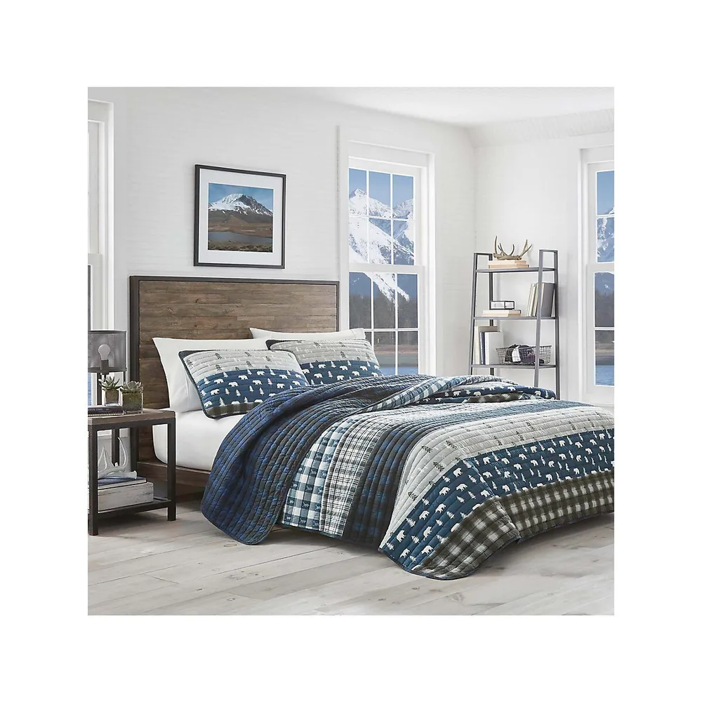 Blue Creek Plaid Bay 3-Piece Quilt Set