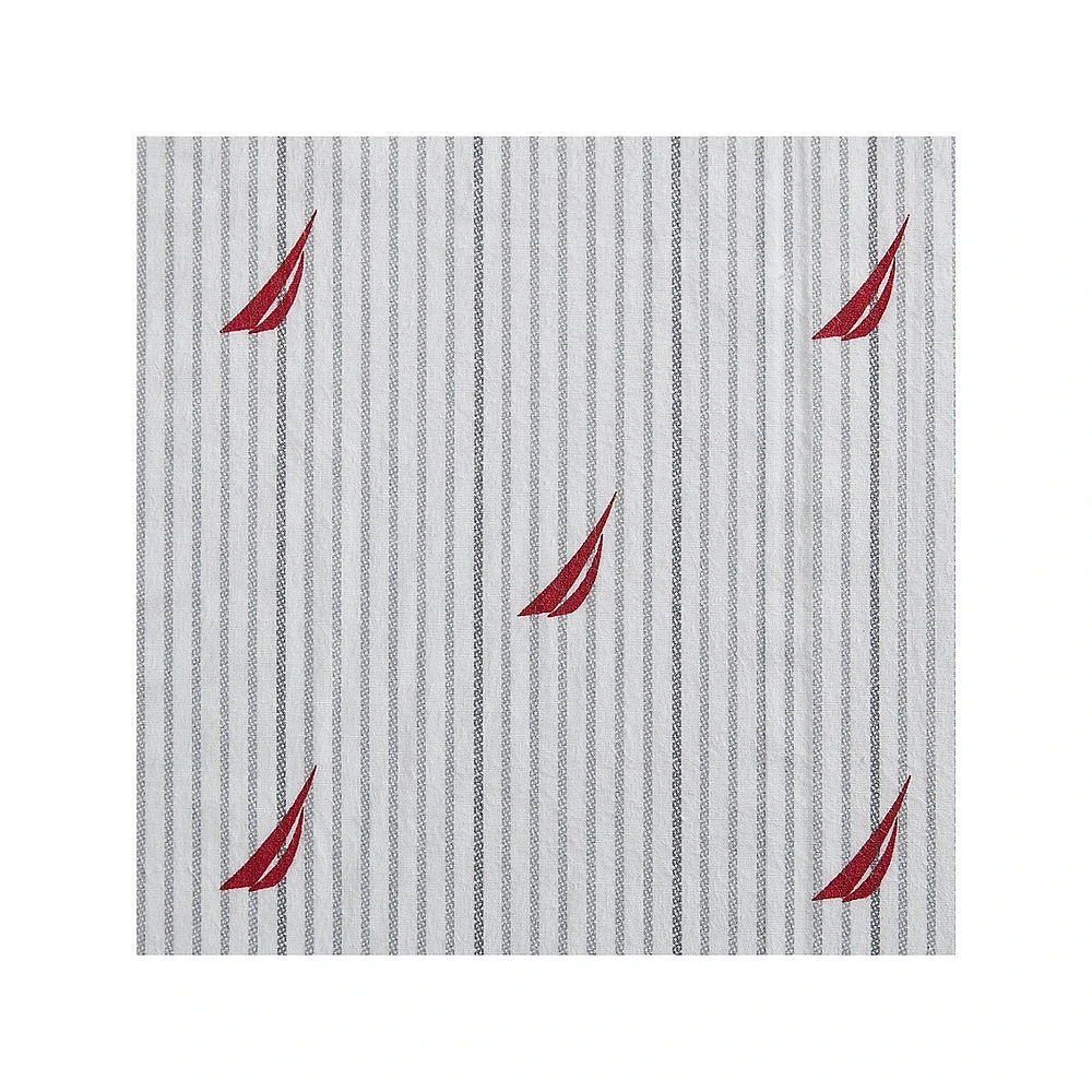 Nautica Coleridge Stripe 4-Piece Red 200-Thread Count Cotton Full