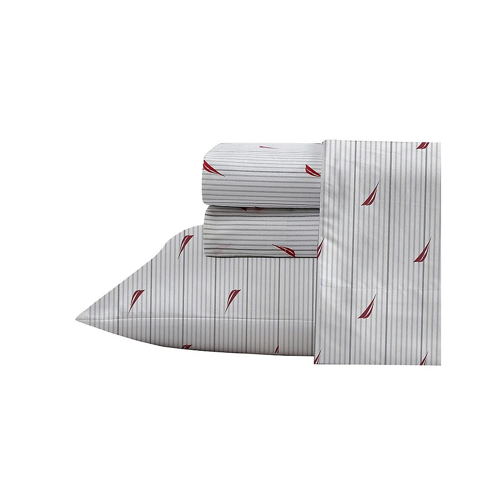 Nautica Audley Stripe 200 Thread Count Percale Cotton 4-Piece