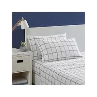 Plot Check 200 Thread Count Percale Cotton 4-Piece Sheet Set