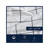 Plot Check 200 Thread Count Percale Cotton 4-Piece Sheet Set