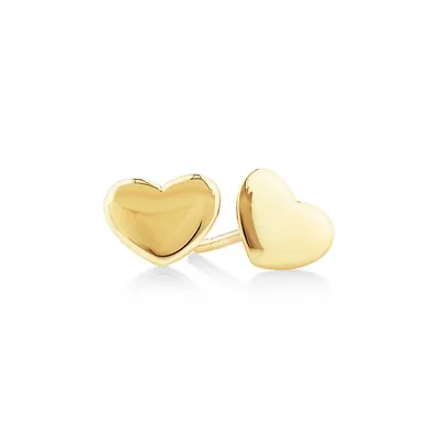 7mm Heart Stud Earrings In 10kt Yellow Gold