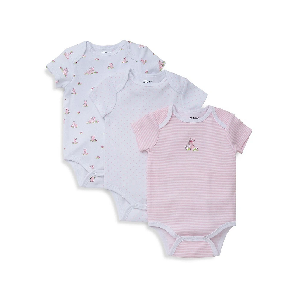 Baby Girl's 3-Pack Bunnies Bodysuit Set