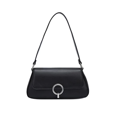 Mona Ring-Closure Baguette Shoulder Bag