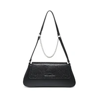 Grass Reptile-Embossed Baguette Shoulder Bag