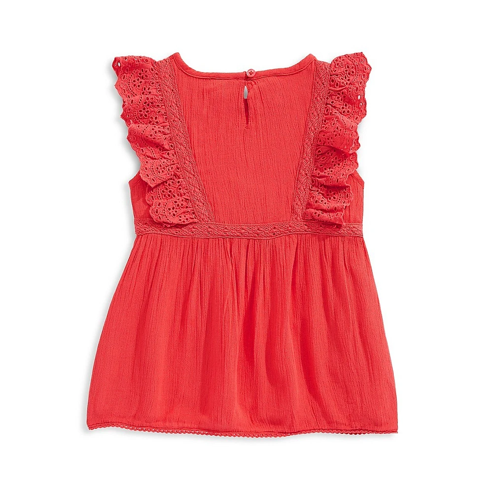 Little Girl's Eyelet-Trimmed Pleated Dress