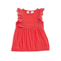 Little Girl's Eyelet-Trimmed Pleated Dress