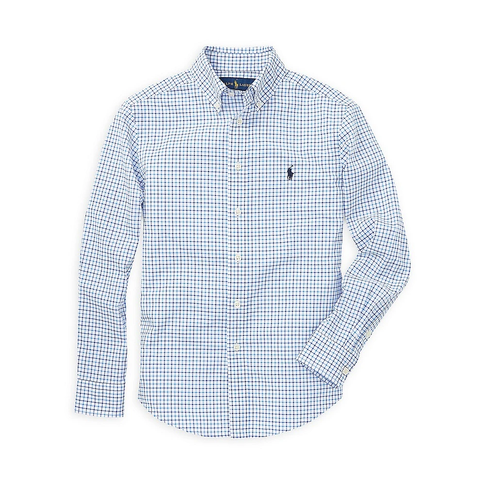 Boy's Button-Down Plaid Shirt