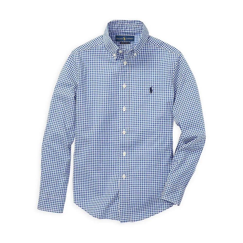 Boy's Button-Down Cotton Poplin Shirt