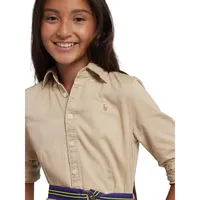 Girl's Belted Chino Shirtdress