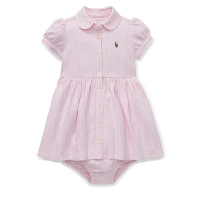 Baby Girl's Two-Piece Striped Oxford Shirtdress & Bloomers Set