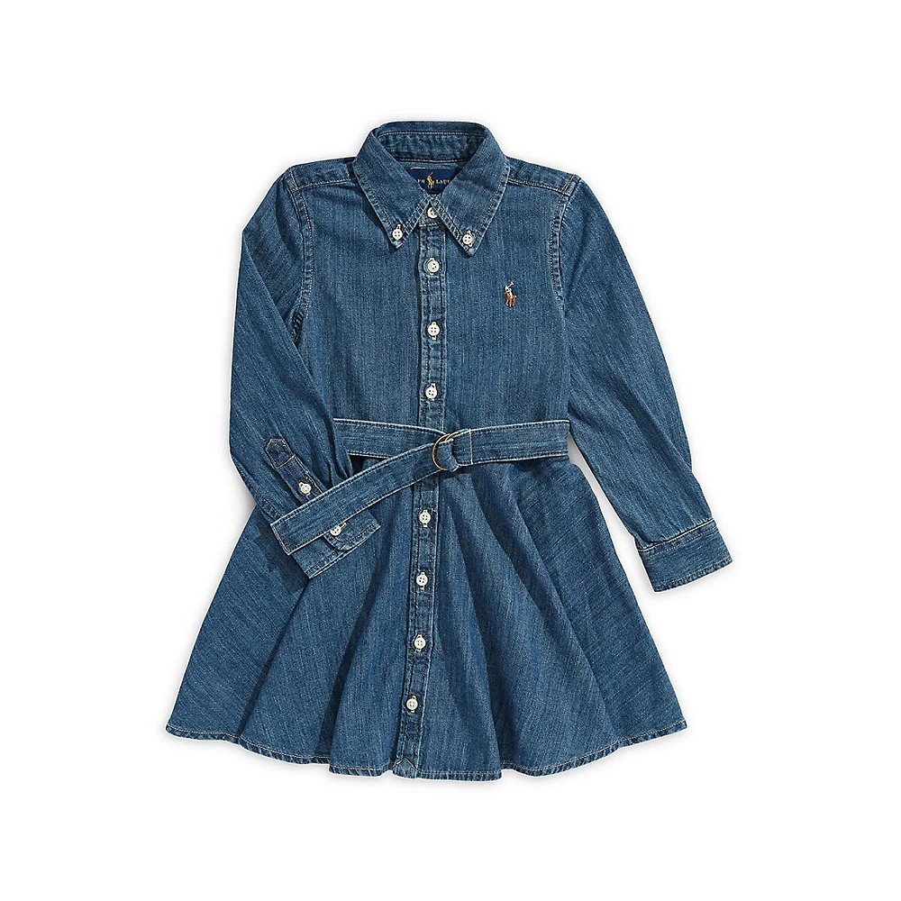 Robe chemisier en denim pour fille