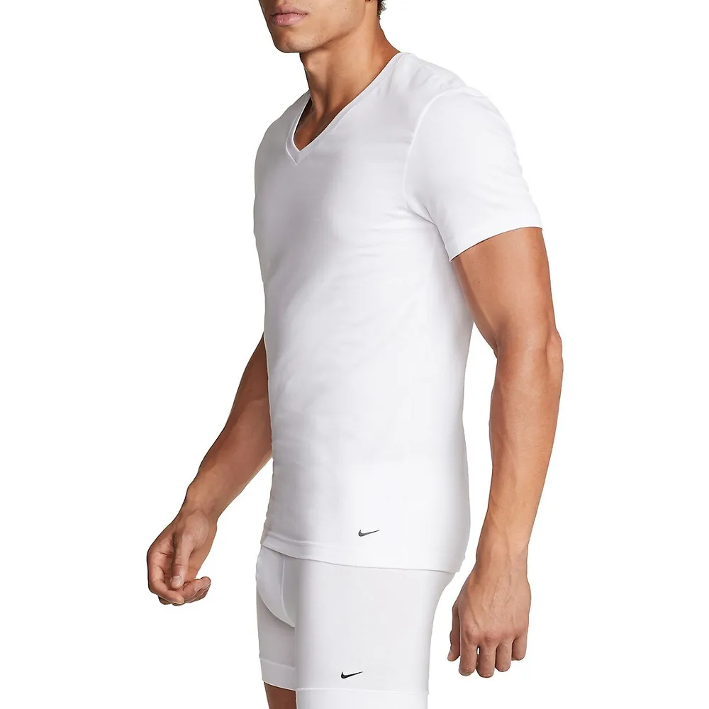 Essential Cotton Stretch 2-Pack V-Neck Undershirt Set