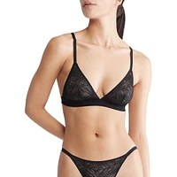 Sheer Marquisette Lace Unlined Triangle Bralette QF7102G