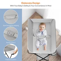 Baby Changing Table, Folding Diaper Station Nursery Organizer For Infant (grey)