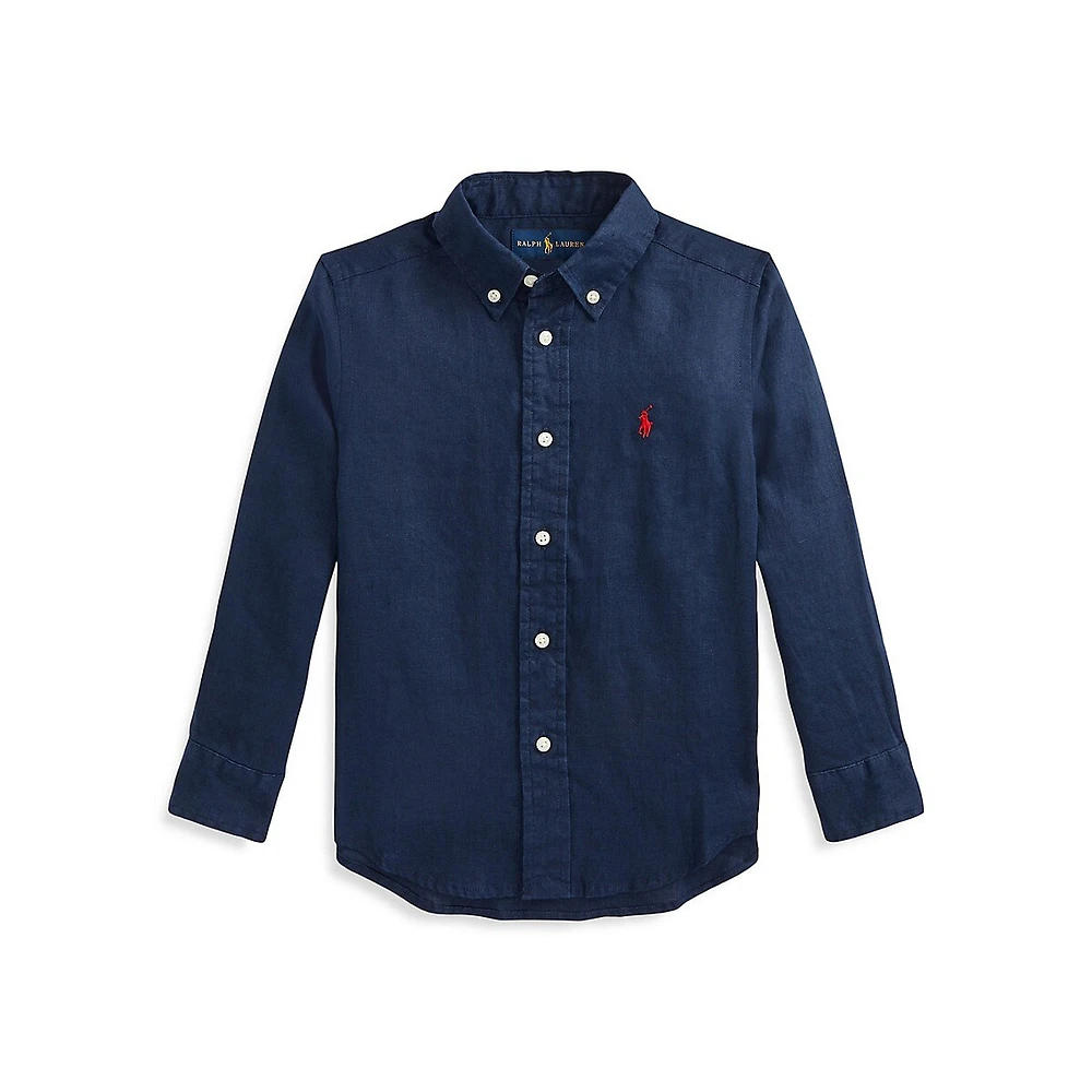 Little Boy's Long-Sleeve Linen Shirt