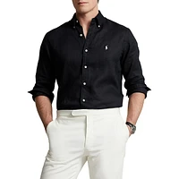 Classic-Fit Plaid Linen Shirt