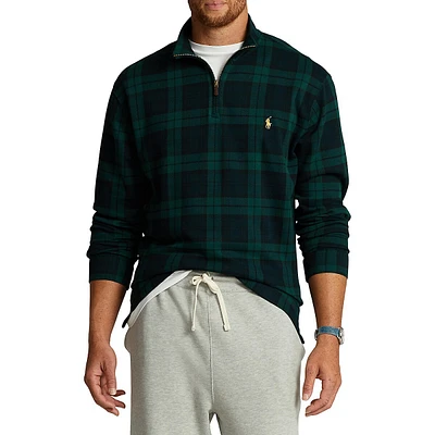 Big And Tall Plaid Estate-Rib Pullover