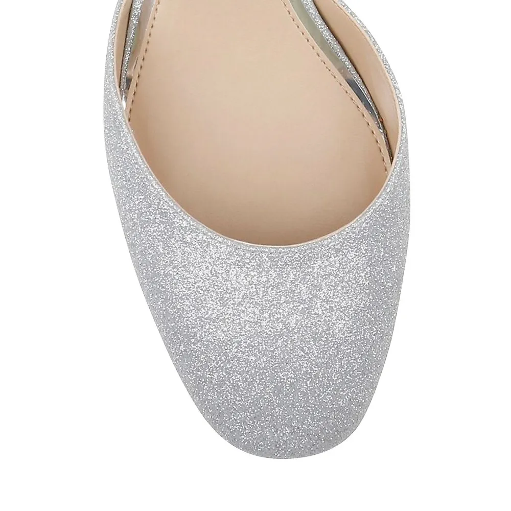 Cathleen Embellished Ankle-Strap Shimmer Pumps
