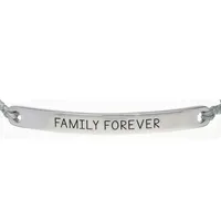 Sterling Silver "family Forever" Plaque Bolo Bracelet