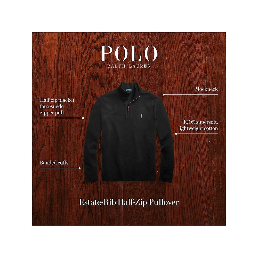 Big & Tall Estate Rib Quarter-Zip Polo Shirt Pullover