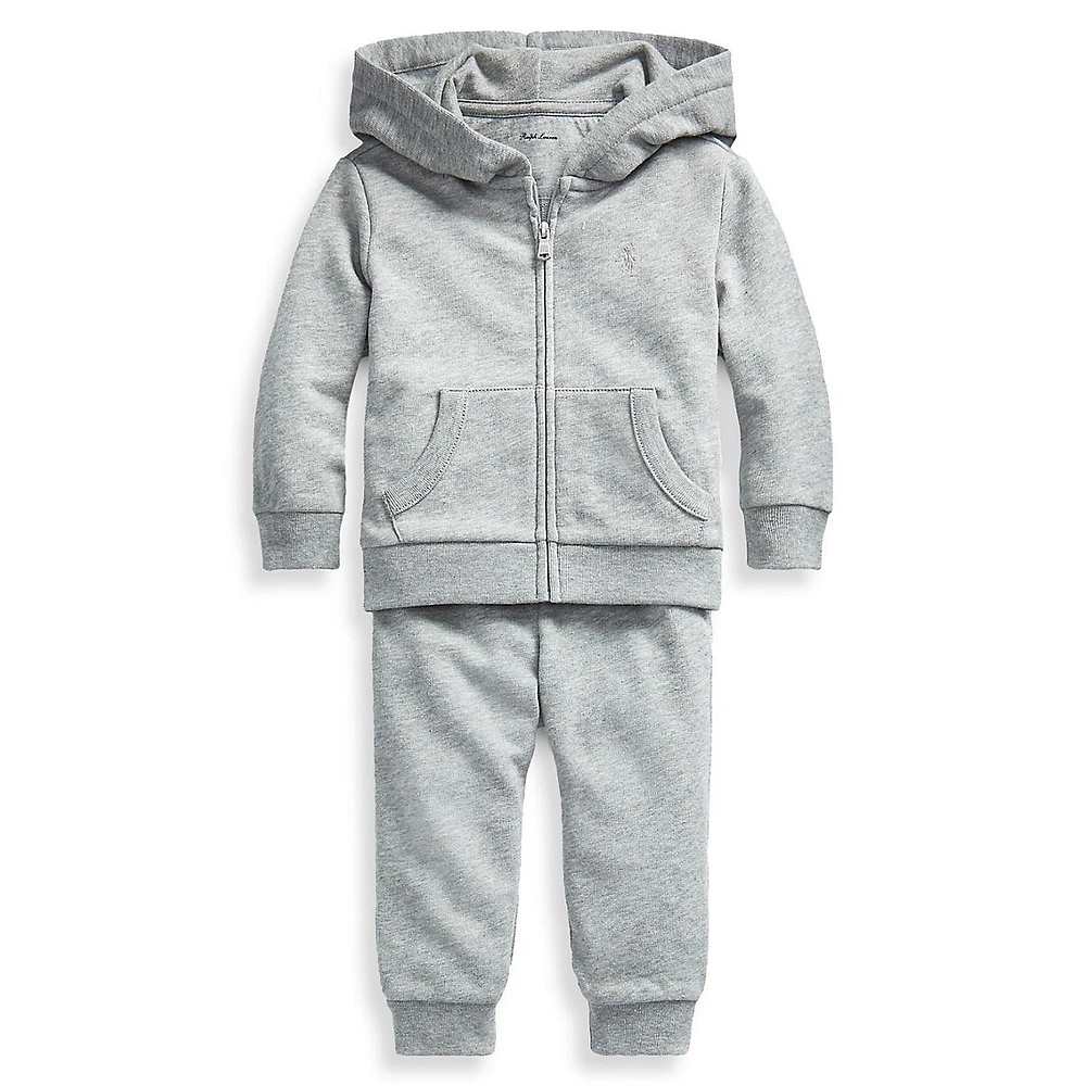 Ensemble pantalon et chandail à capuchon en tissu bouclette pour bébé garçon