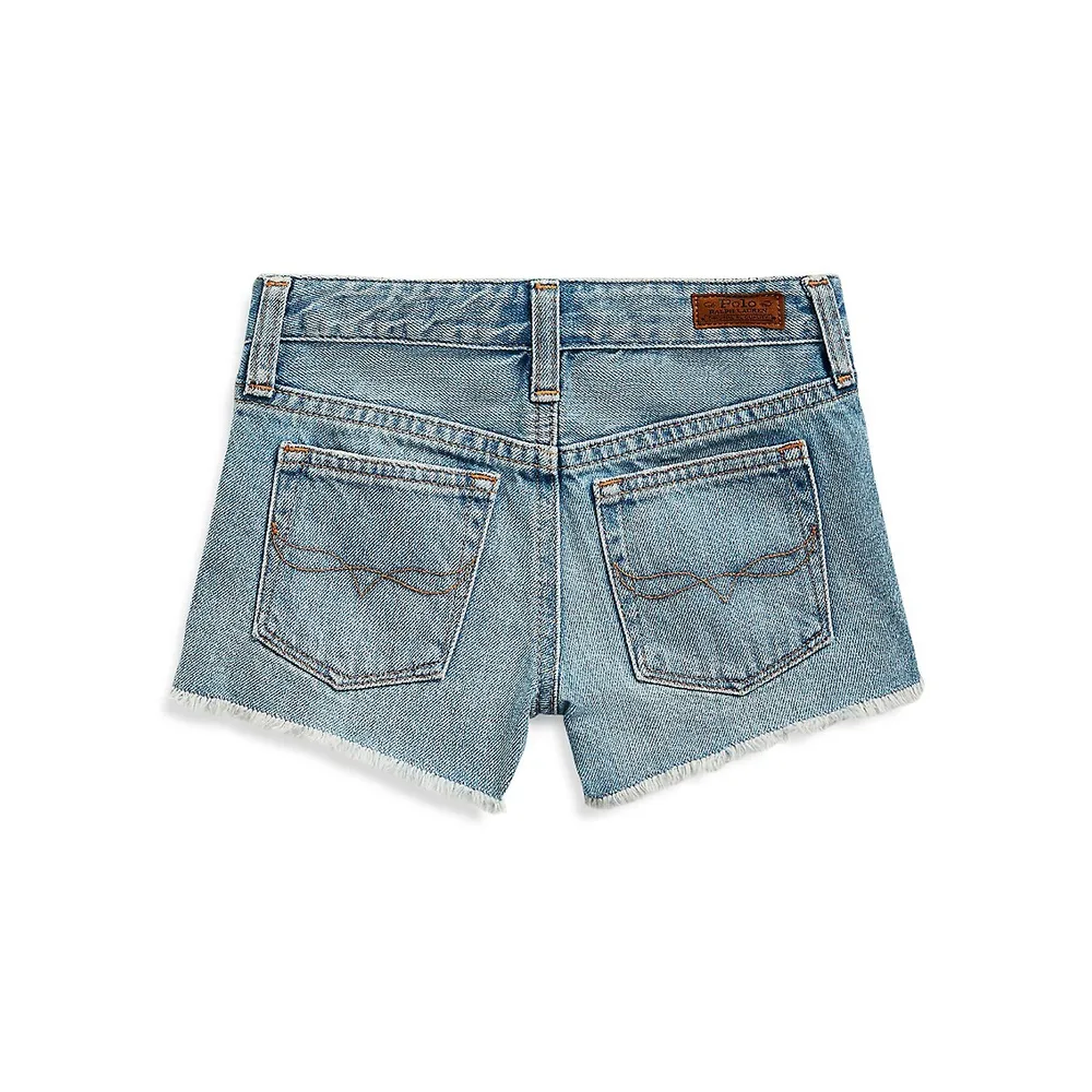 Short en denim de coton pour fillette