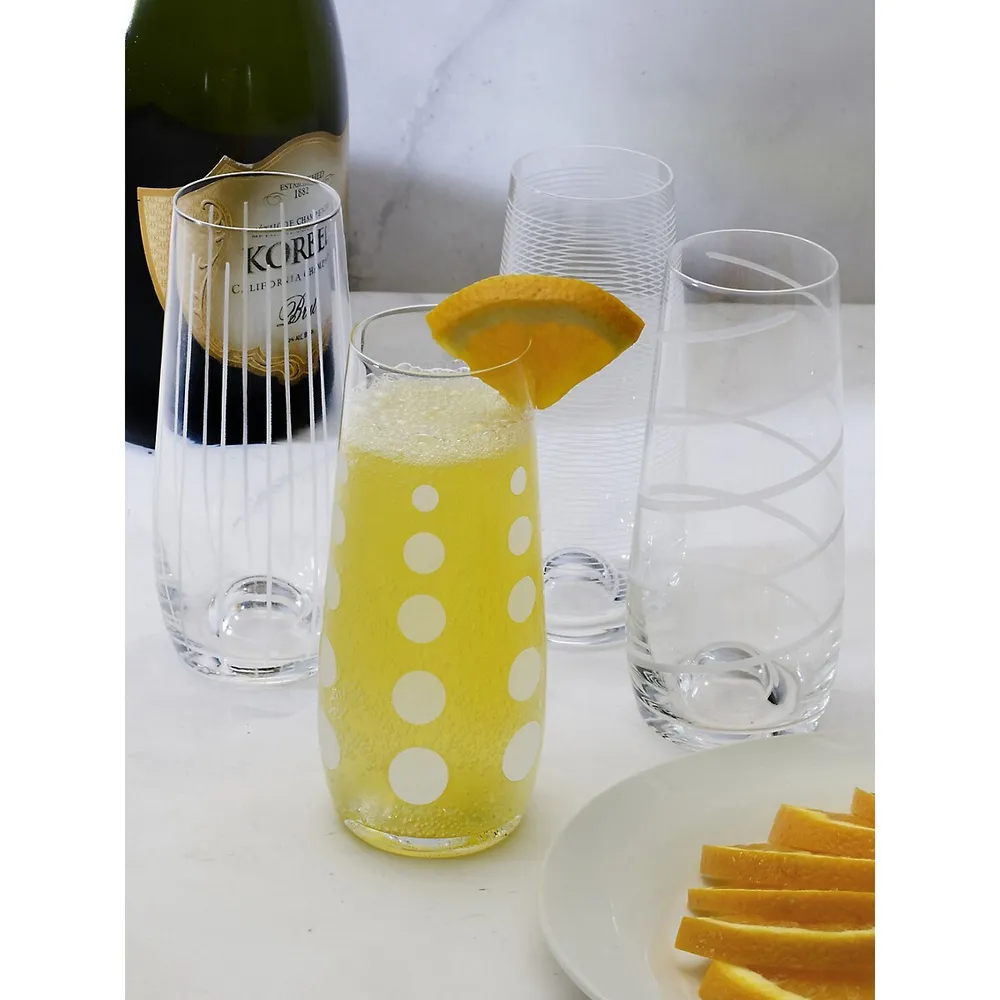 Cheers 4-Piece Stemless Flute Glass Set