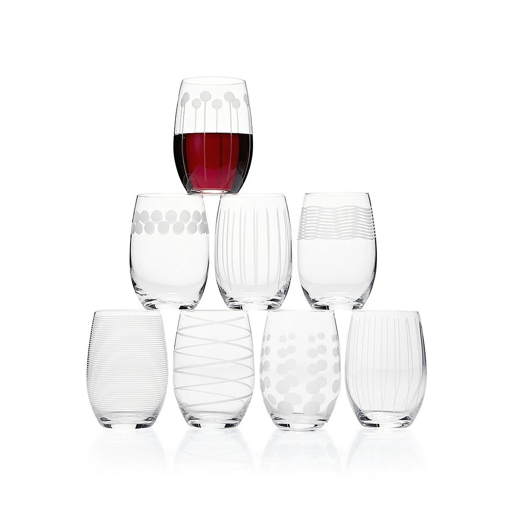 Ensemble de huit verres à vin sans pied Cheers