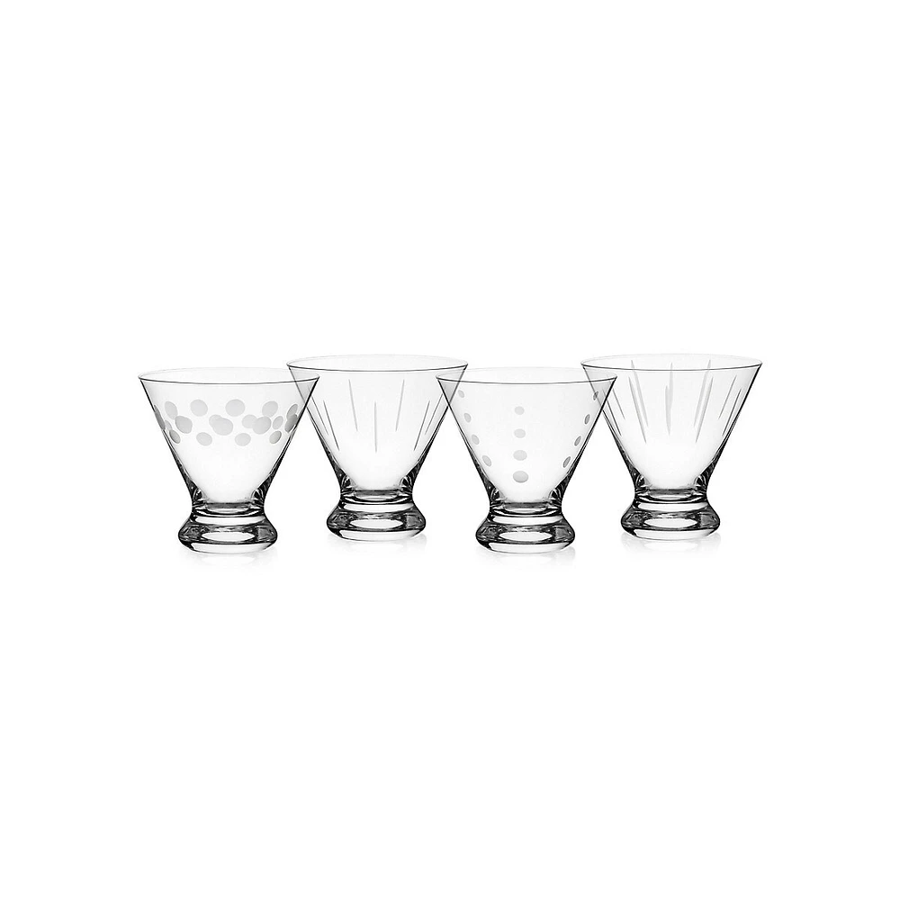 Ensemble de quatre verres à martini sans pied Cheers