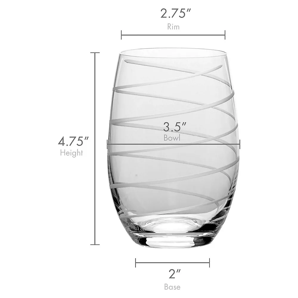 Cheers 4-Piece Stemless Wine Glass Set