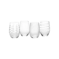 Cheers 4-Piece Stemless Wine Glass Set